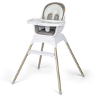 White and gray high chair on a white background