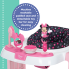 Disney Baby Ready, Set, Walk DX Developmental Walker - machine washable padded seat and detachable toy bar for easy cleaning