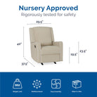 Baby Relax Robyn Nursery Glider Recliner Chair - nursery approved, rigorously tested for safety. Weight limit 300 lbs, multifunctional, easy assembly, ships in 1 box