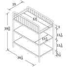 Technical drawing of a piece of furniture with dimensions labeled