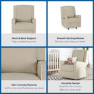 Baby Relax Robyn Nursery Glider Recliner Chair - Neck & back support, high padded backrest; Smooth rocking motion, silently rocks baby to sleep; Skin-friendly material, soft-to-the-touch and easy to clean; Versatile Design, great for the nursery, office or living room