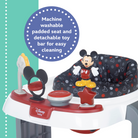 Disney Baby Ready, Set, Walk DX Developmental Walker - machine washable padded seat and detachable toy bar for easy cleaning