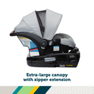 onBoard™ Slide DLX Infant Car Seat featuring SafetySlide™ Base - extra-large canopy with zipper extension