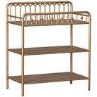 Bronze metal changing table with three tiers on a white background