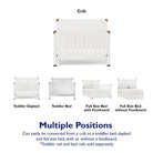 Baby Relax Miles 5-in-1 Convertible Crib - crib, toddler daybed, toddler bed, full size bed with footboard, full size bed without footboard. Multiple positions: can easily be converted from a crib to a toddler bed, daybed and full size bed, with or without a footboard. *toddler rail and bed rails sold separately