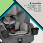 EverSlim 4-in-1 Convertible Car Seat - 2 removable and dishwasher safe cupholders - one with a BPA-free snack lid