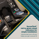 Turn and Go 360° ST Rotating All-in-One Convertible Car Seat - SecureTeh red-to-green visual indicators for simple installation. Vehicle belt lock-off arm helps you get a secure fit