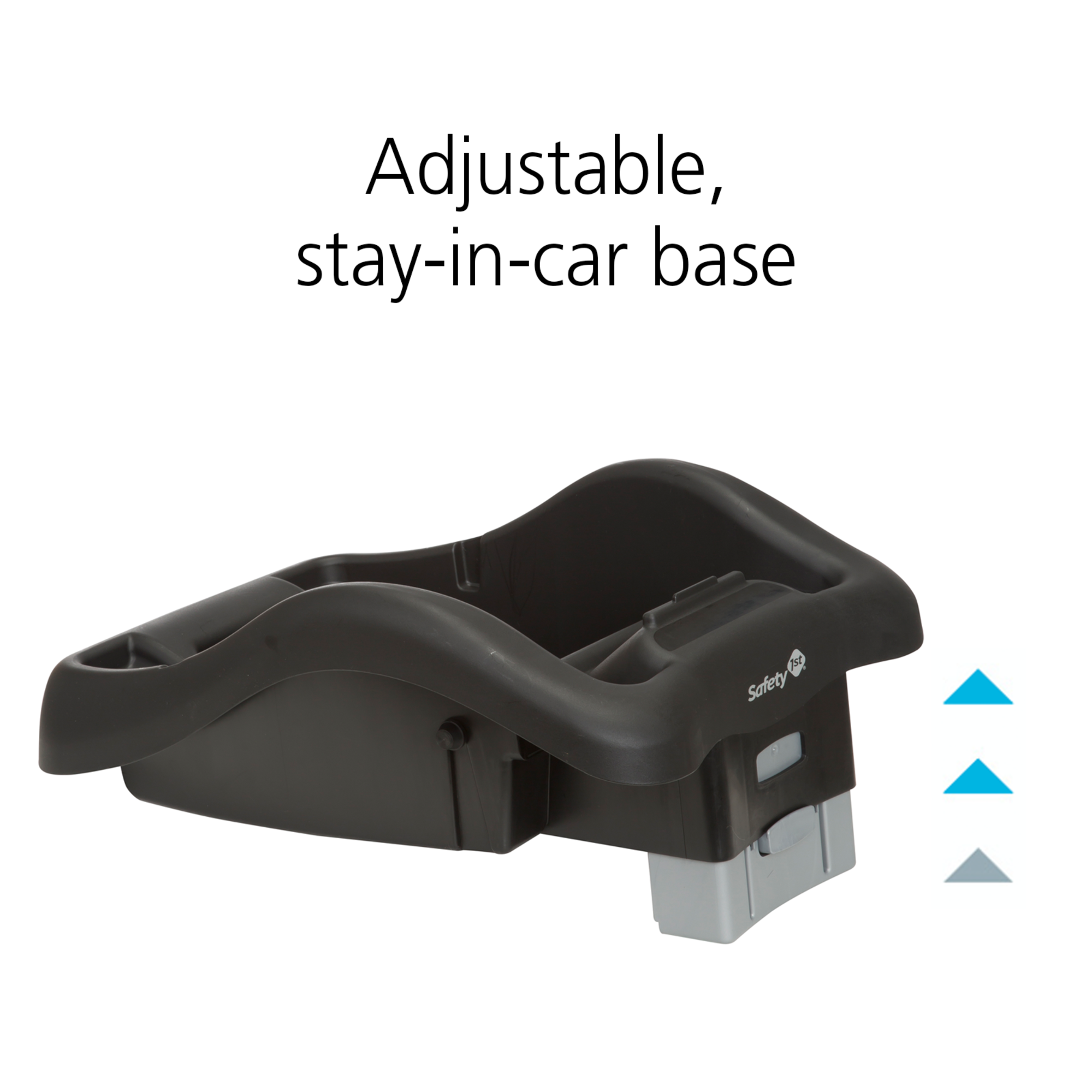 Adjustable stay-in-care base showing the three levels of height adjustment