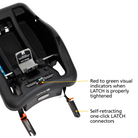 onBoard™ Insta-Latch™ Infant Car Seat - red to green visual indicators when LATCH is properly tightened; self-retracting one click LATCH connectors