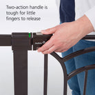 Two-Action handle is tough for little fingers to release