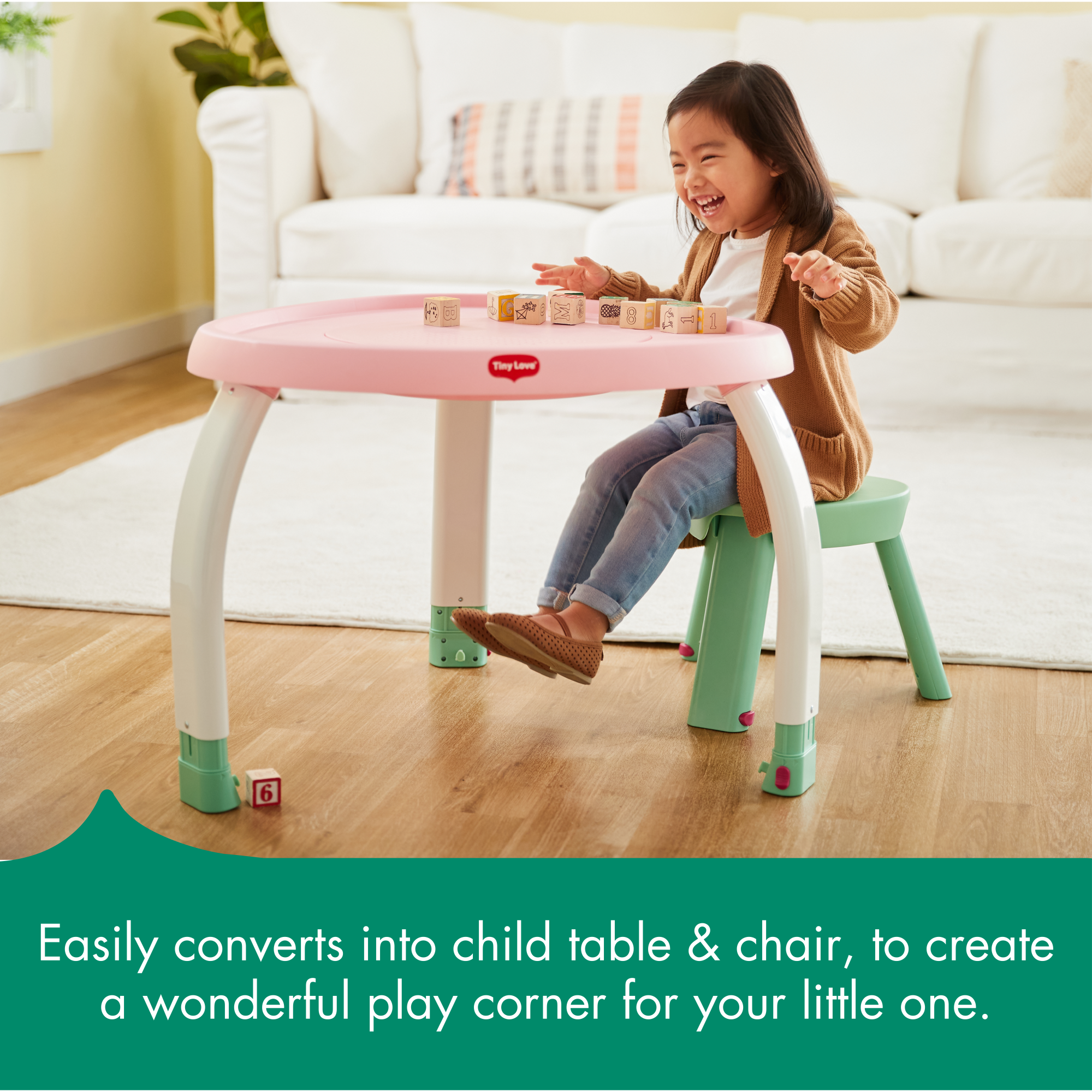 Tiny Love 5-in-1 Here I Grow Stationary Activity Center - easily converts into child table & chair, to create a wonderful play corner for your little one