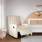Baby Relax Mikayla 4-in-1 Nursery Swivel Glider Rocker Recliner - white - showing recline and footrest