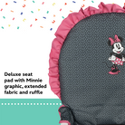 Disney Baby 3D Ultra Full-Size High Chair - deluxe seat ad with Minnie graphic, extended fabric and ruffle