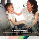 Boost-and-Go™ Lite Backless Booster - carpool-ready - lightweight and easy to move from car to car