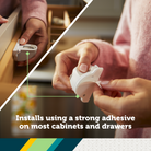 Secure-to-Explore Adhesive Magnetic Locks - installs using a strong adhesive on most cabinets and drawers
