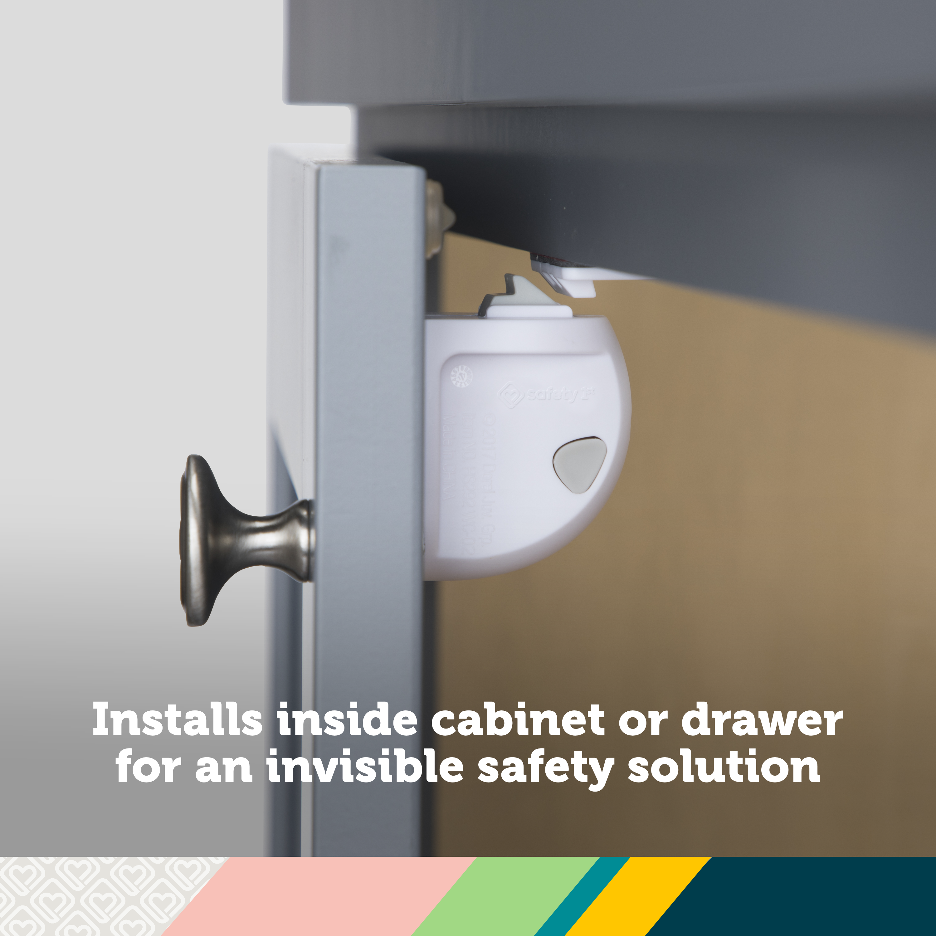 Adhesive Magnetic Lock System - 8 Locks and 2 Keys - installs inside cabinet or drawer for an invisible safety solution