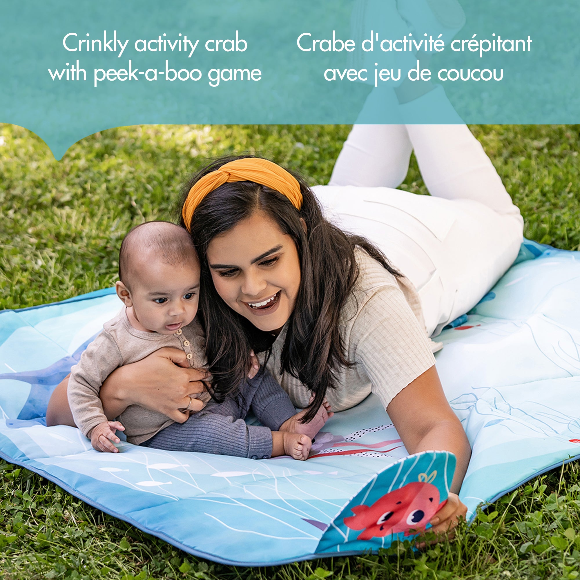 Tiny Love XL Outdoor Picnic Mat - crinkly activity crab with peek-a-boo game