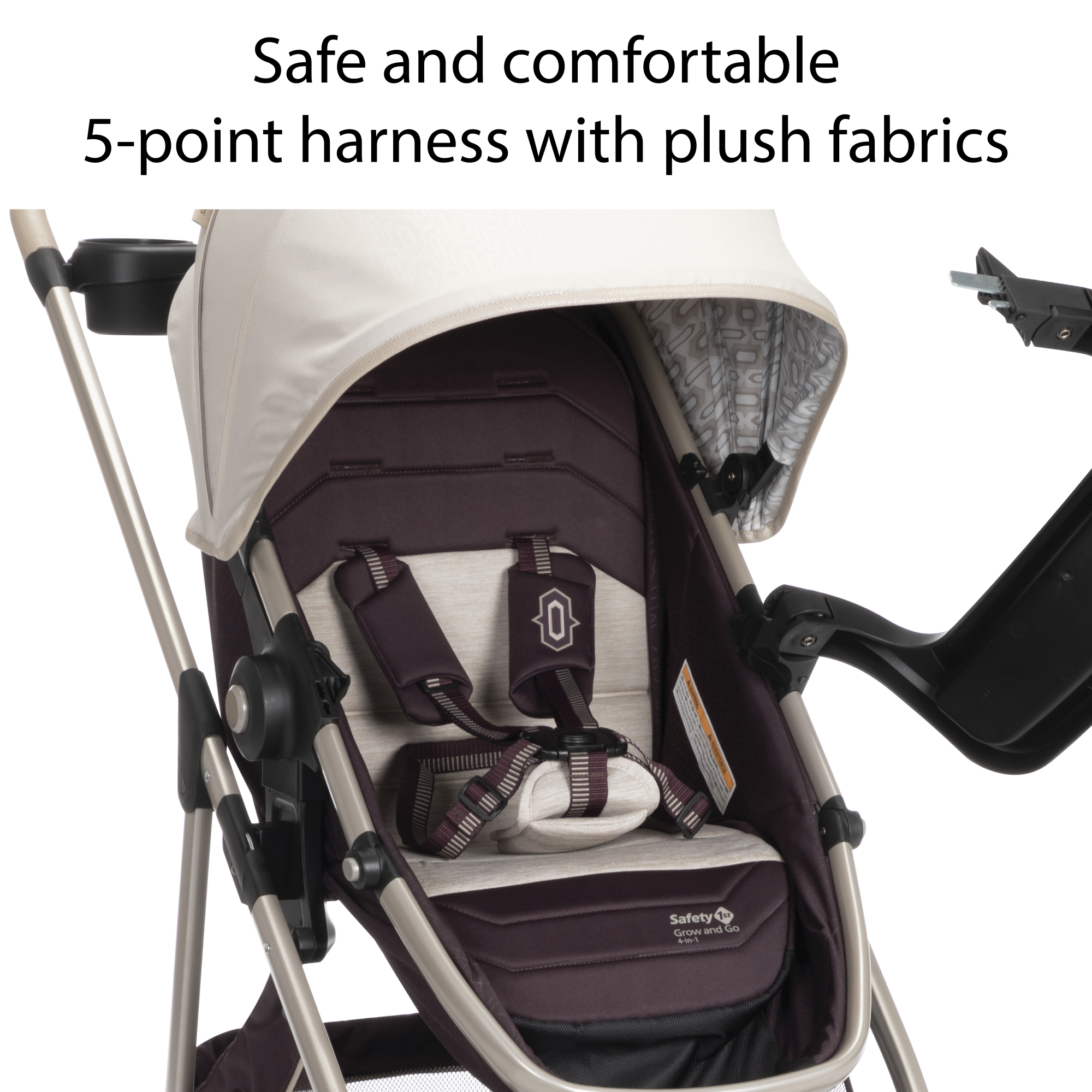 Deluxe Grow and Go™ Flex 8-in-1 Travel System - safe and comfortable 5-point harness with plush fabrics