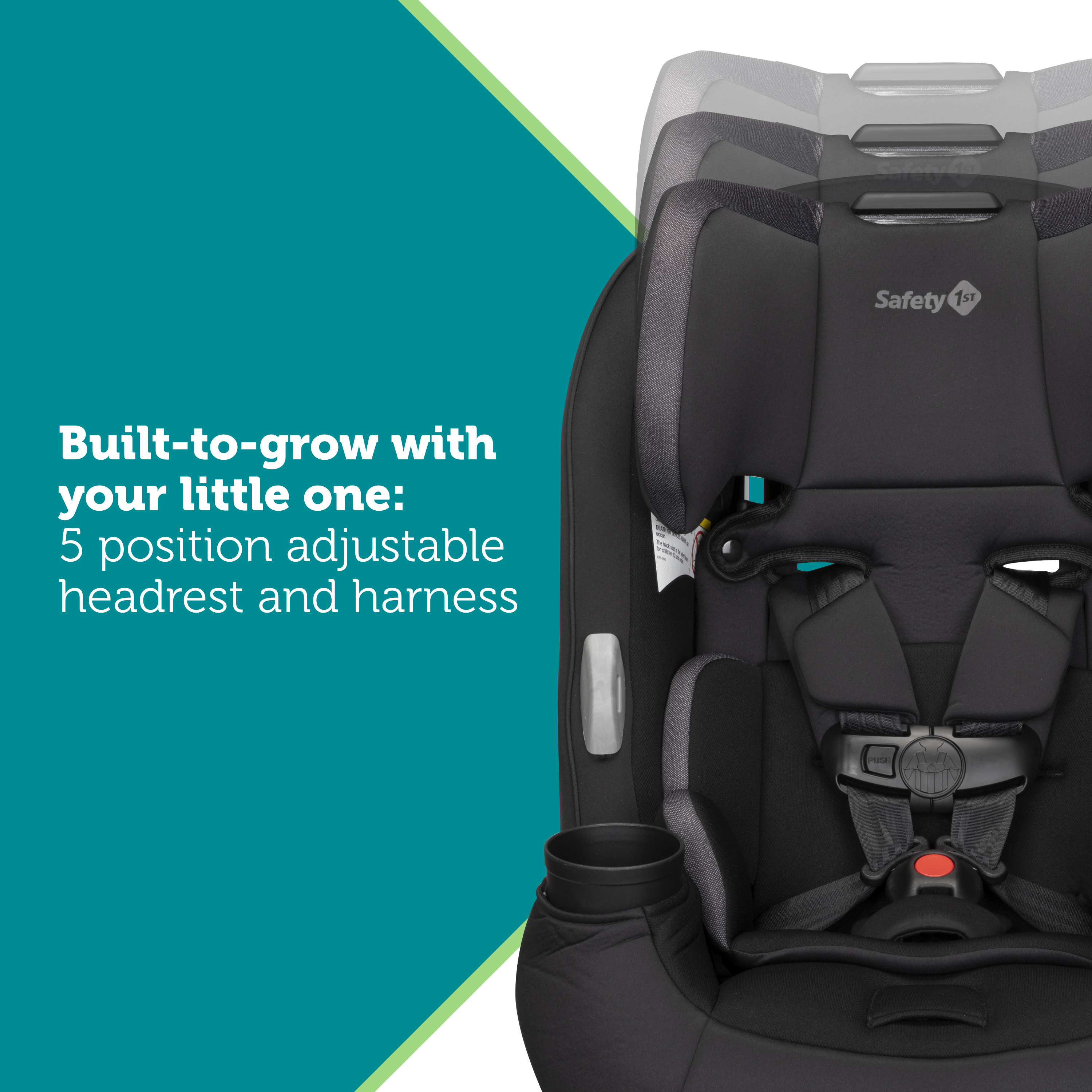 Grow and Go™ Sprint All-in-One Convertible Car Seat - built-to-grow with your little one: 5 position adjustable headrest and harness