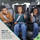 Boost-and-Go Essential 3-in-1 Booster Car Seat - narrow seat design fits 3 across the back seat in most vehicles