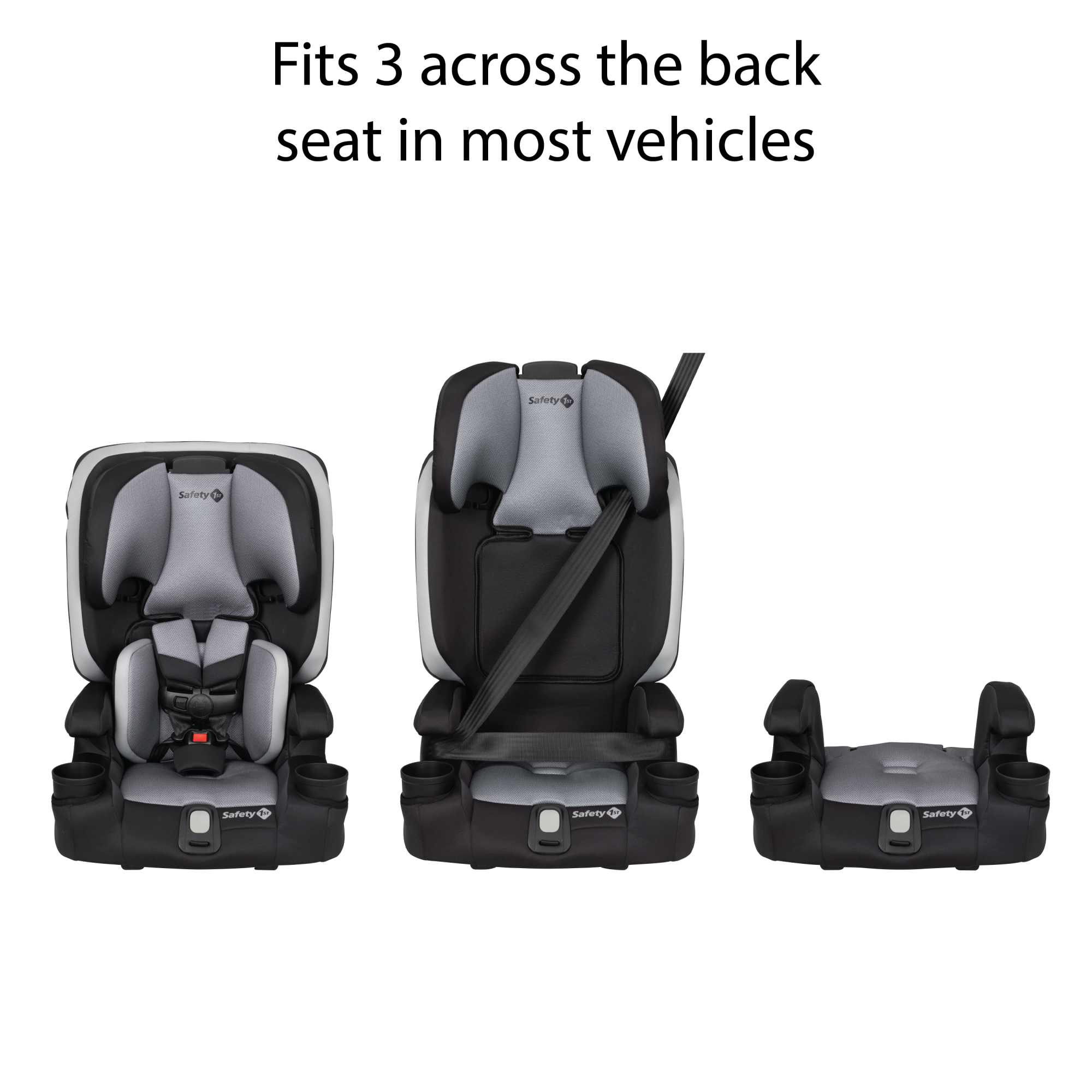 Boost-and-Go All-in-One Harness Booster Car Seat - fits 3 across the back seat in most vehicles