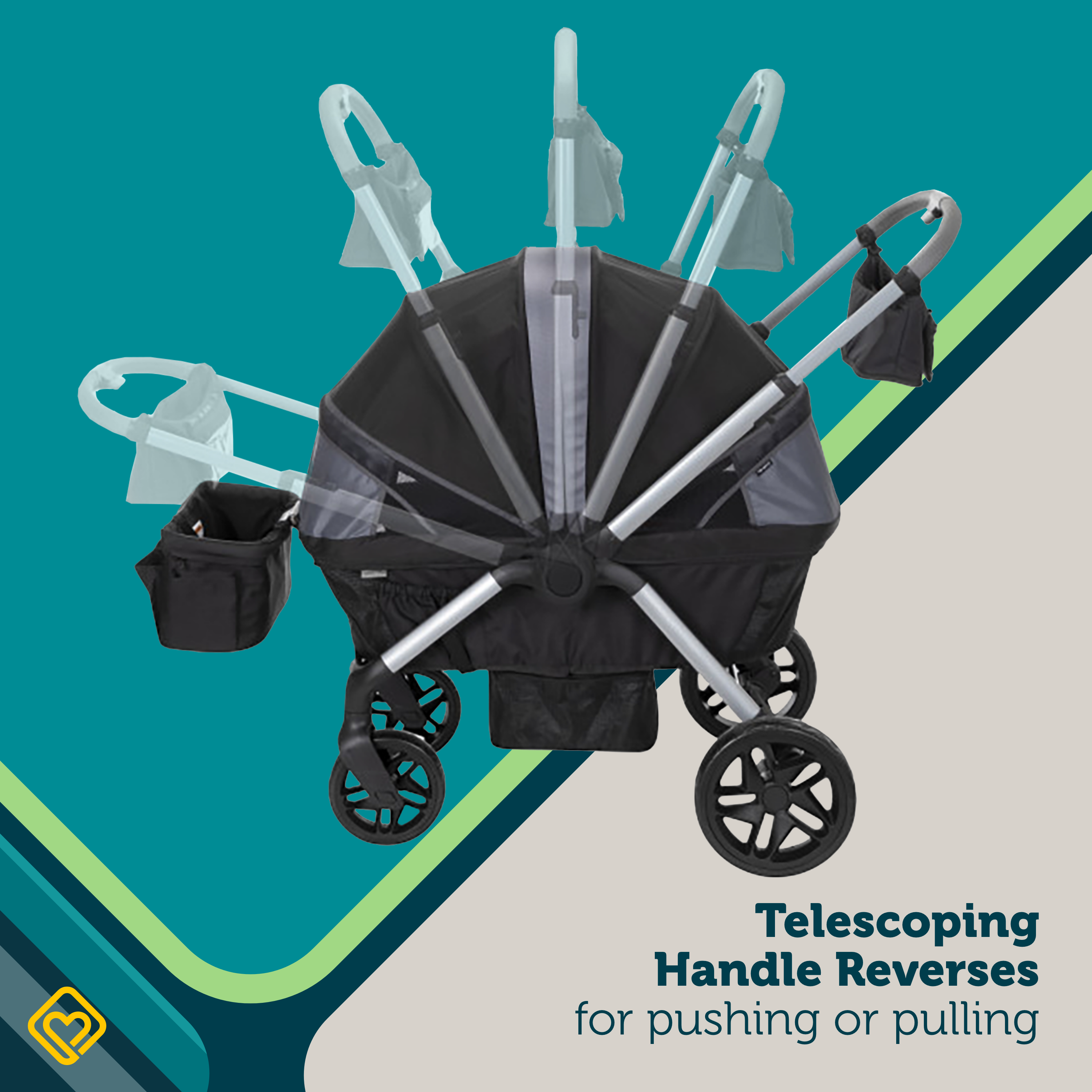 Summit Wagon Stroller - telescoping handle reverses for pushing or pulling