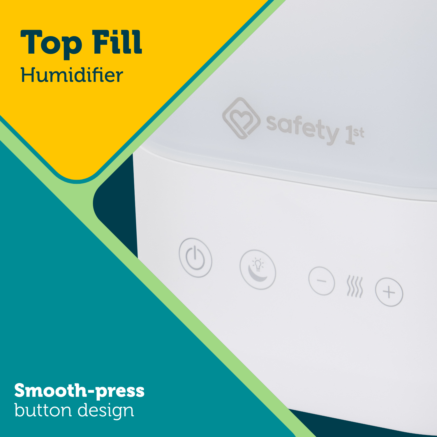 Comforting Cool Mist Top-Fill Humidifier - smooth-press button design