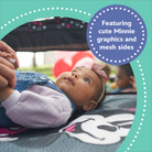 Disney Baby 3D Ultra Play Yard - featuring cute Minnie graphics and mesh slides