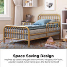 Little Seeds Monarch Hill Ivy Metal Toddler Bed - Space Saving Design: inspired by classic wrought-iron furniture, the gold, non-toxic, powder-coated metal frame gives the Bed a fun twist