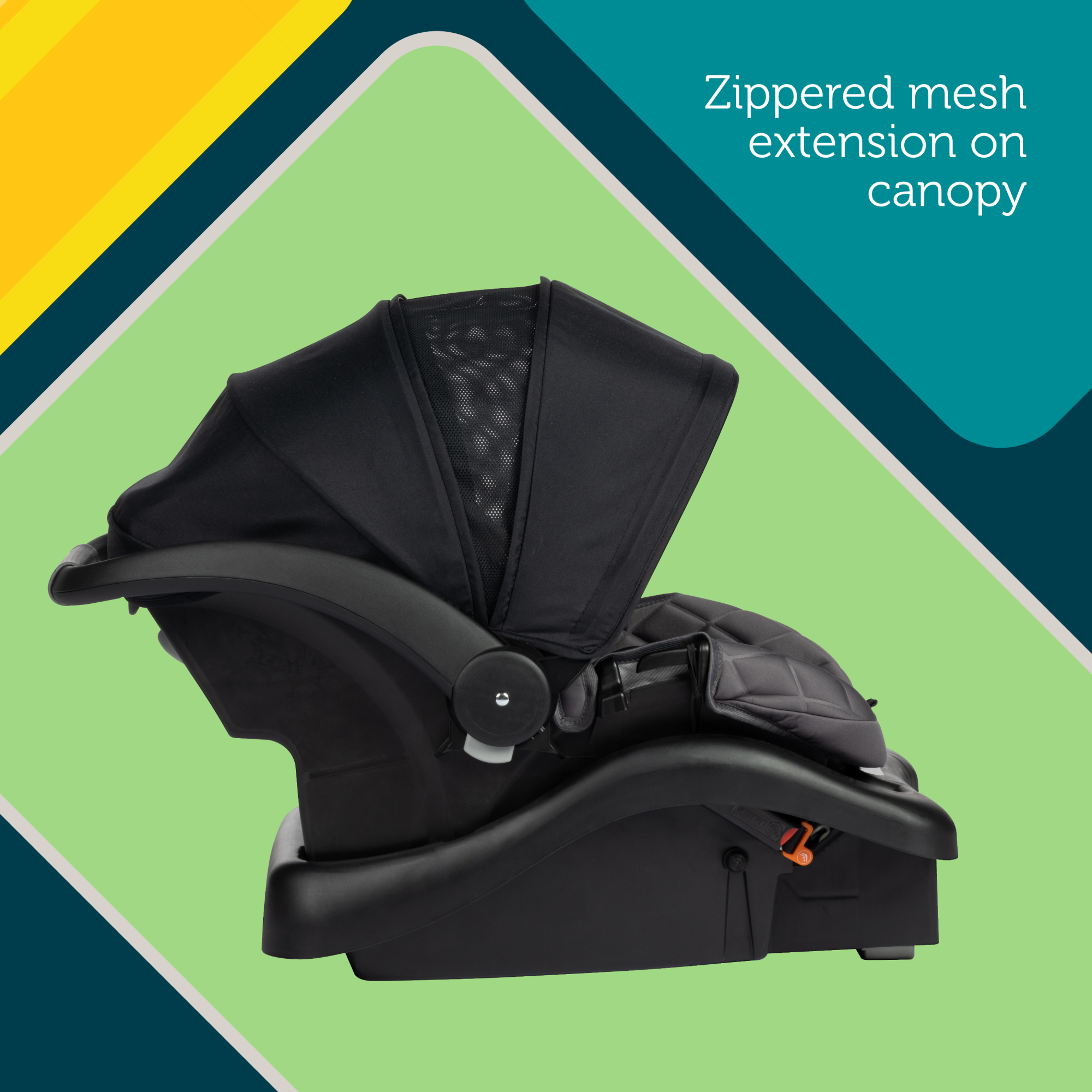 onBoard™ Insta-LATCH™ DLX Infant Car Seat - Zippered mesh extension on canopy