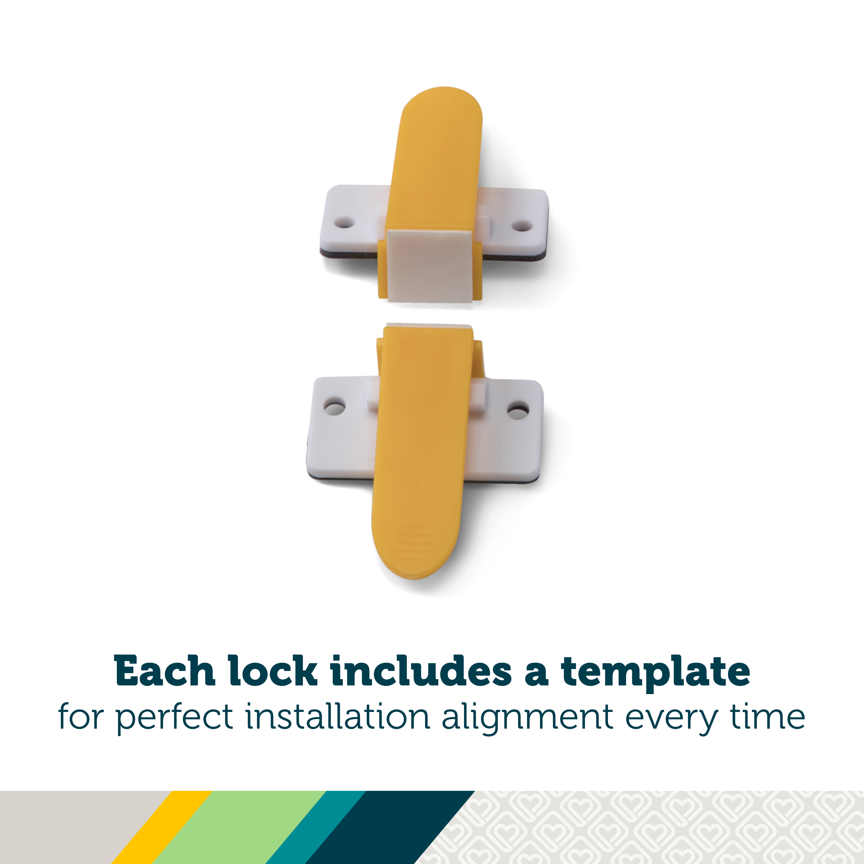 Adhesive Magnetic Lock System - 8 Locks and 2 Keys - each lock includes a template for perfect installation alignment every time