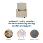 Baby Relax Robyn Nursery Glider Recliner Chair - made with quality materials for reliable and long-lasting comfort and support. Plywood, pocket coils, no sag springs