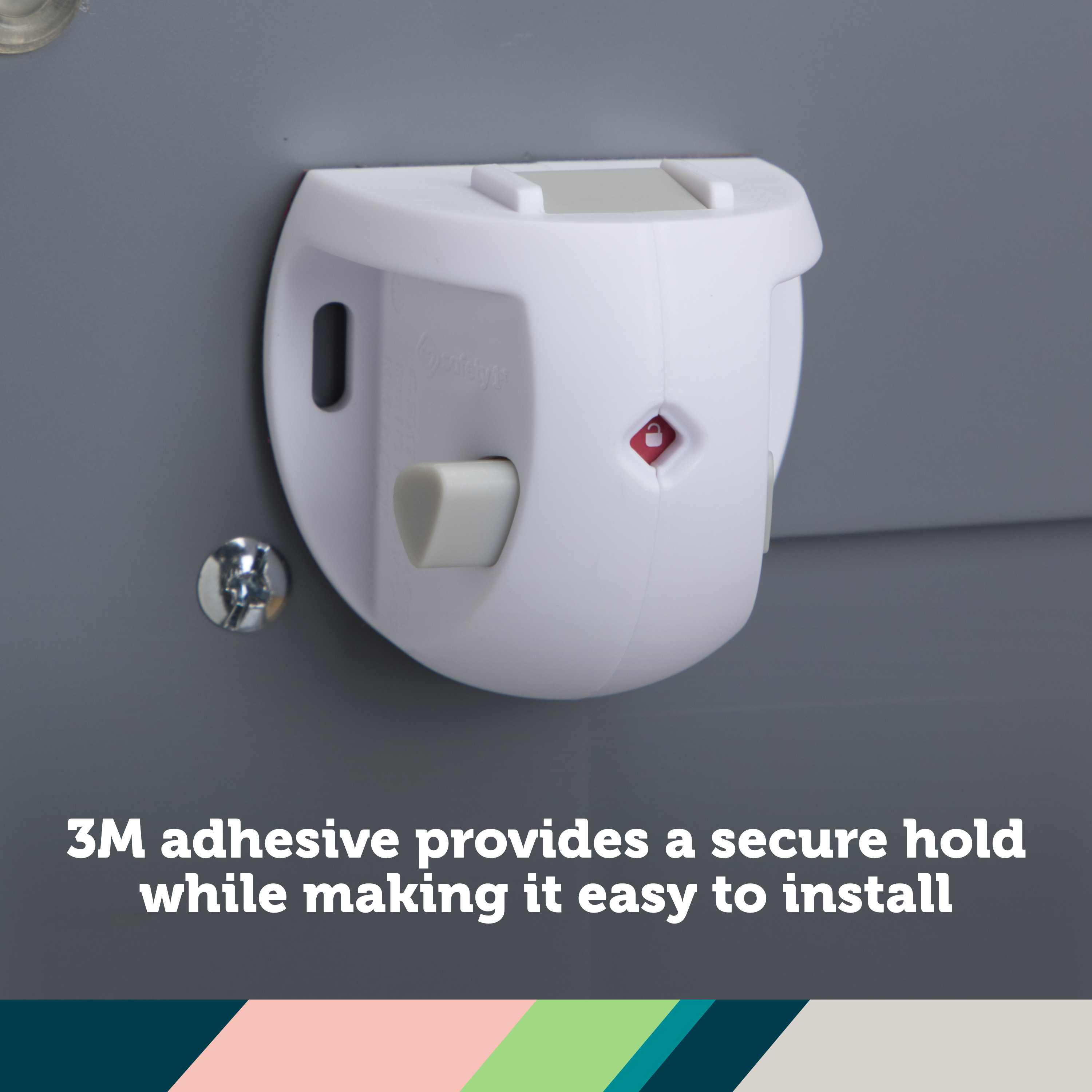 Adhesive Magnetic Lock System - 8 Locks and 2 Keys - 3M adhesive provides a secure hold while making it easy to install