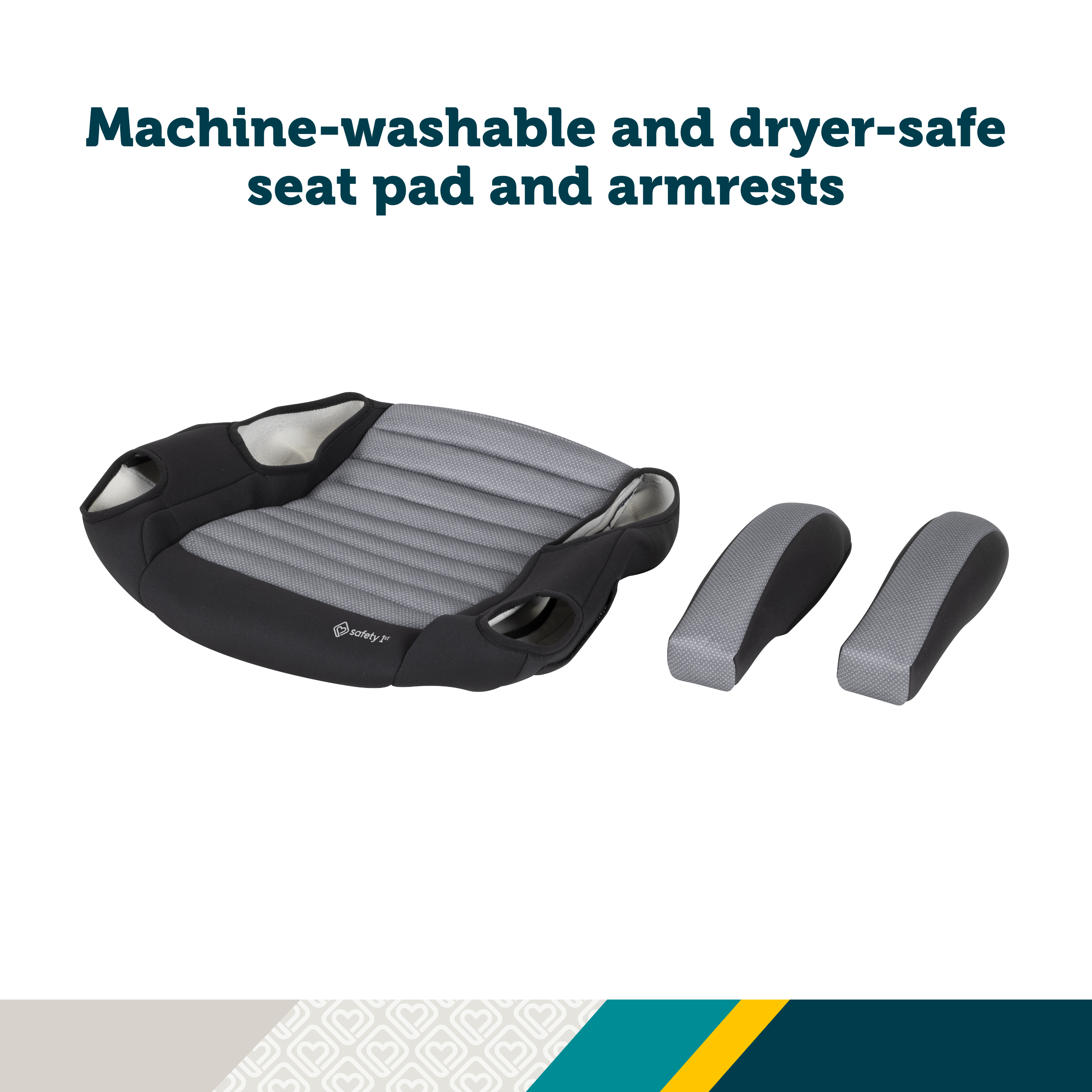 Boost-and-Go™ Lite Backless Booster - machine-washable and dryer-safe seat pad and armrests