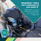 onBoard™ Slide 6-in-1 Travel System with SafetySlide™ Base - slides out a maximum of just under 8" - getting baby in and out of the car is easier than ever, even from the middle seat!