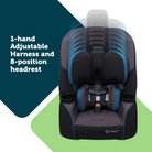 Crosstown Slim All-in-One Convertible Car Seat - 1-hand adjustable harness and 8-position headrest