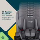 SlimRide 4-in-1 Convertible Car Seat - 10-position headrest and harness adjust without rethreading