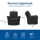 Baby Relax Terrin 3-in-1 Gliding Swivel Nursery Recliner - nursery approved, rigorously tested for safety. Weight limit 300 lb, multifunctional, easy assembly, ships in 1 box