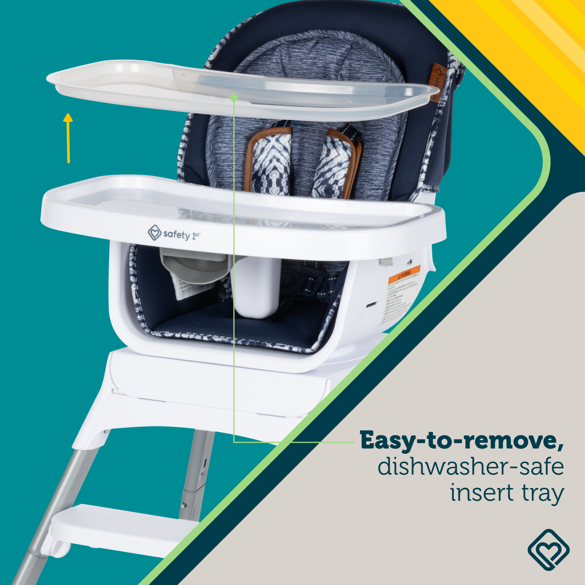 Grow and Go™ Rotating High Chair - easy-to-remove, dishwasher-safe insert tray