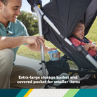 Step Lite Compact Stroller - extra-large storage basket and covered pocket for smaller items