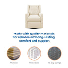 Baby Relax Mikayla 4-in-1 Nursery Swivel Glider Rocker Recliner - made with quality materials for reliable and long-lasting comfort and support. Plywood, pocket coils, no sag springs
