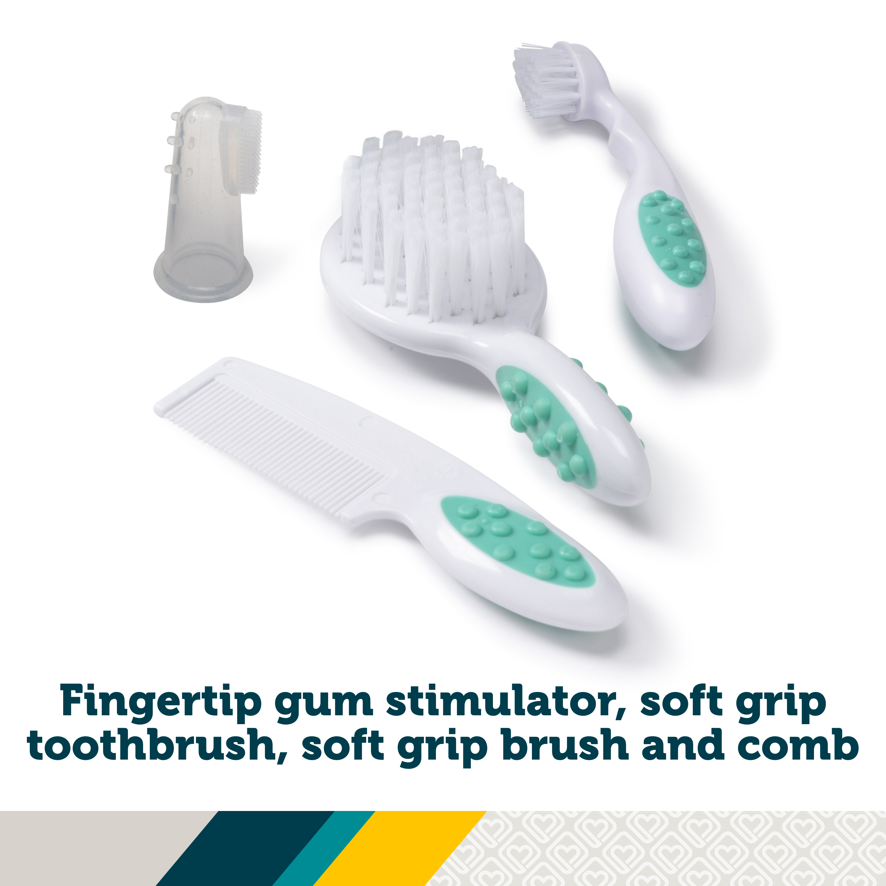 Groom & Go Baby Care Kit - fingertip gum stimulator, soft grip toothbrush, soft grip brush and comb