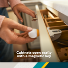 Secure-to-Explore Adhesive Magnetic Locks - cabinets open easily with a magnetic key