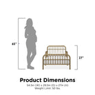 Little Seeds Monarch Hill Ivy Metal Toddler Bed - product dimensions 54.5in (W) x 29.5 in (D) x 27in (H). Weight limit 50 lbs.