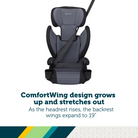 Grow and Go™ 2-in-1 Belt-Positioning Booster Car Seat featuring ComfortWings - ComfortWing design grows up and stretches out. As the headrest rises, the backrest wings expand to 19"