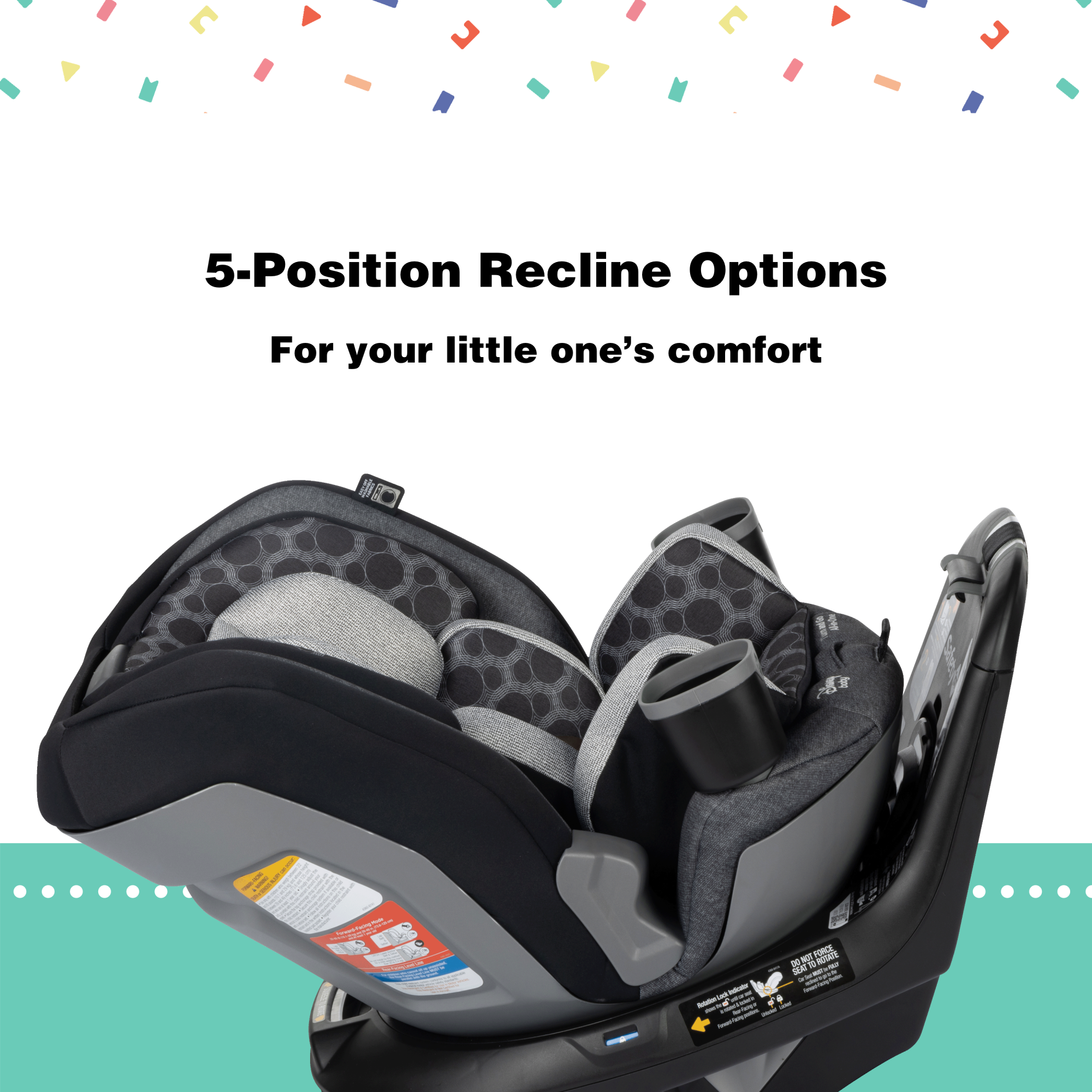 Disney Baby Turn and Go 360 Rotating All-in-One Convertible Car Seat - 5-position recline options for your little one's comfort