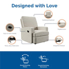 Baby Relax Salma Rocker Recliner Chair - Designed with Love: Cushioned backrest, padded arms, integrated footrest, heavy duty metal base, easy to reach handle. Smooth Rocking Motion, Smooth Reclining Mechanism