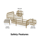 Little Seeds Monarch Hill Ivy Metal Toddler Bed - Safety Features: low to the floor, side rails, secured metal slats