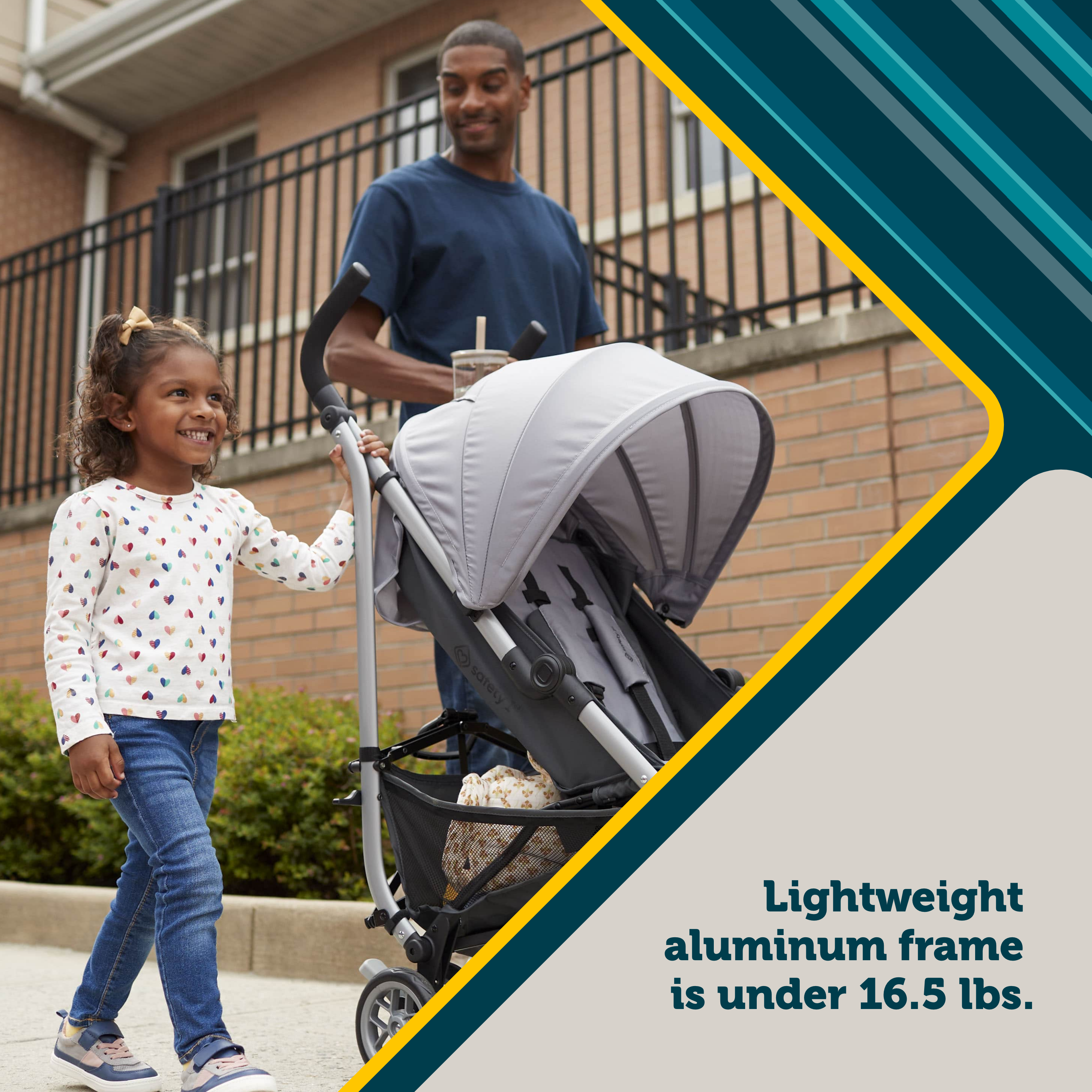 Strollerette Compact Stroller - lightweight aluminum frame is under 16.5 lbs.