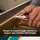 Cabinet & Drawer Latch - simple to install inside cabinet or drawer and remains out of sight